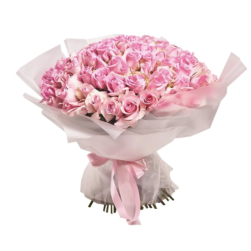 Букет из 101 розовой розы россия (50 см)